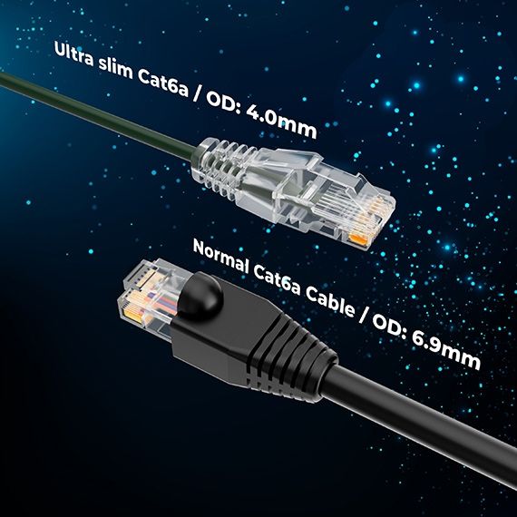 Slim Cat6a 6FT Green Cable